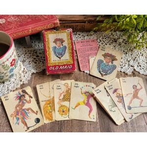 Whitman Old Maid Card Game Complete Circus Theme 43 Cards W Box 1950s VTG 50s